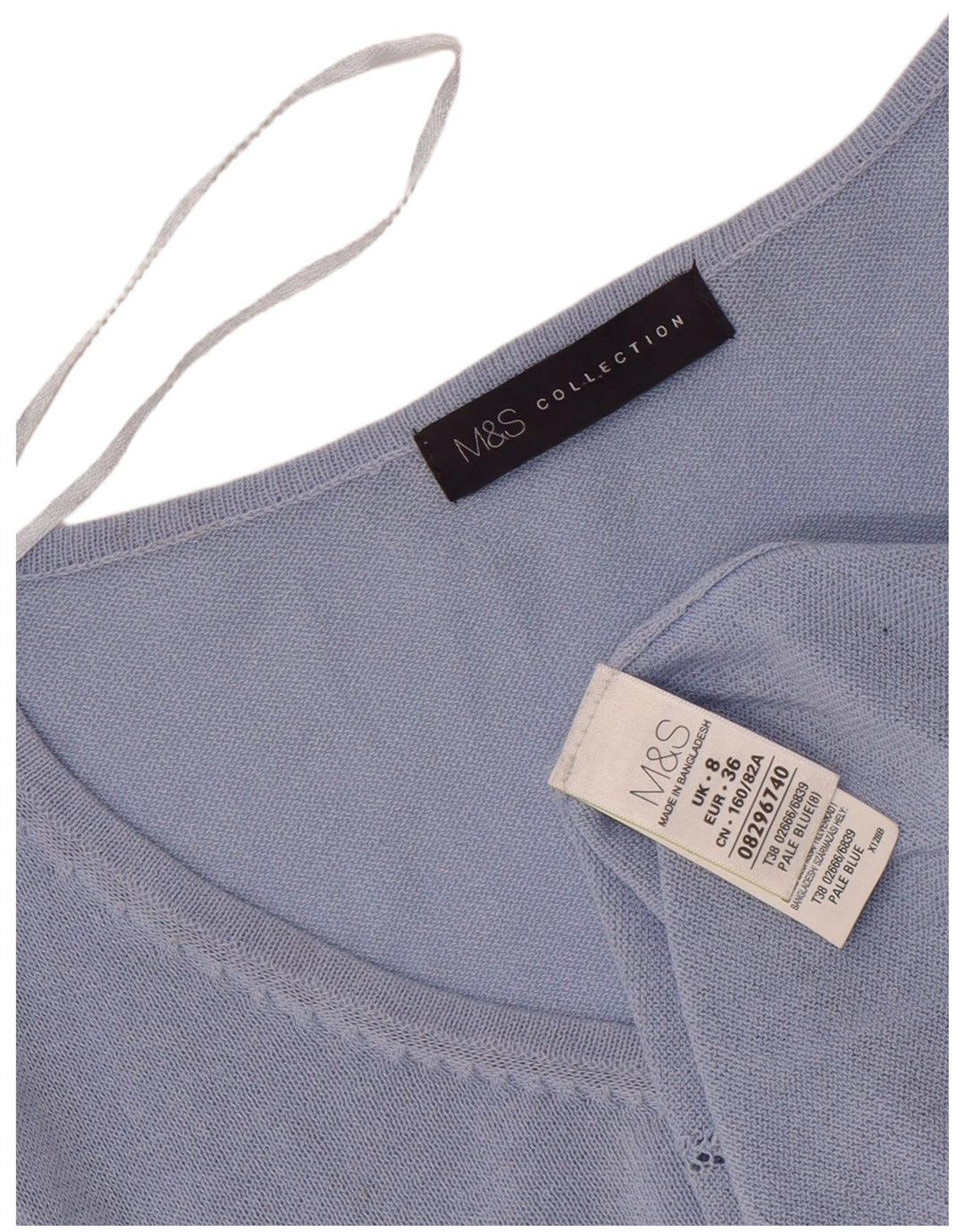 Marks & Spencer Womens Top Long Sleeve UK 8 Small Blue Viscose