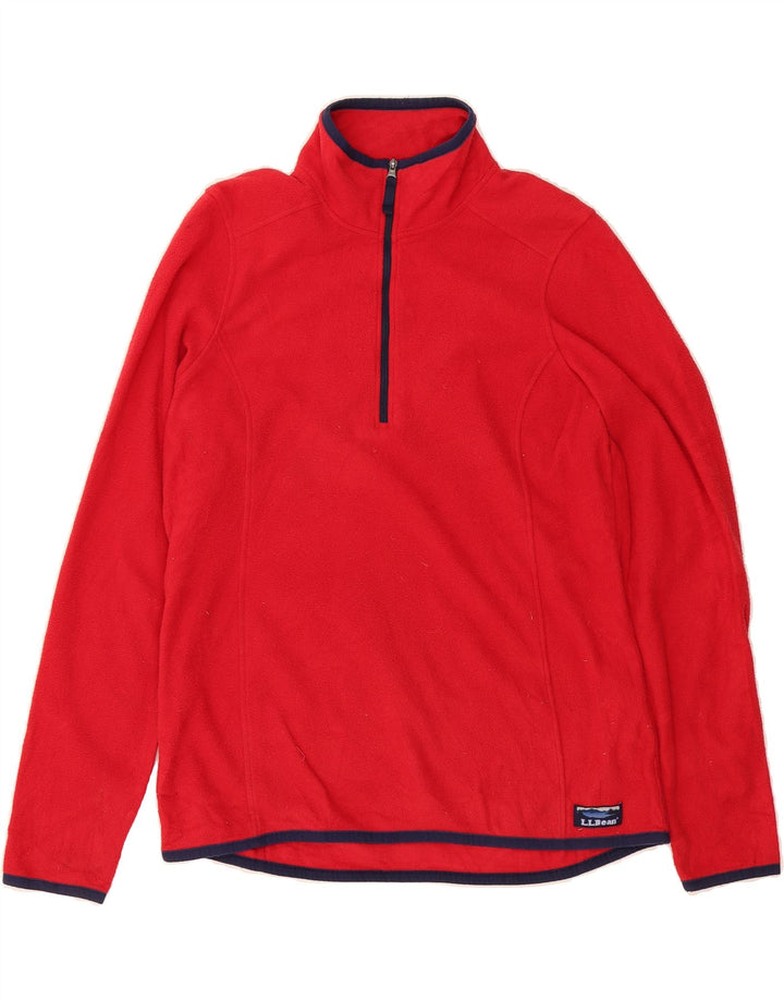 L.L.BEAN Mens Zip Neck Fleece Jumper Small Red Polyester Vintage L.L.Bean and Second-Hand L.L.Bean from Messina Hembry 