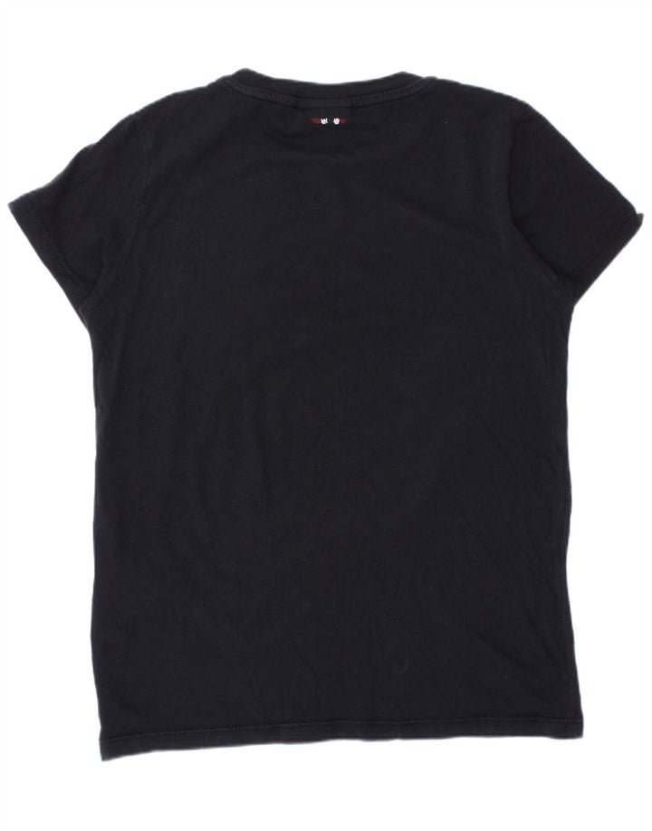 NAPAPIJRI Boys Geographic Graphic T-Shirt Top 7-8 Years Navy Blue Cotton