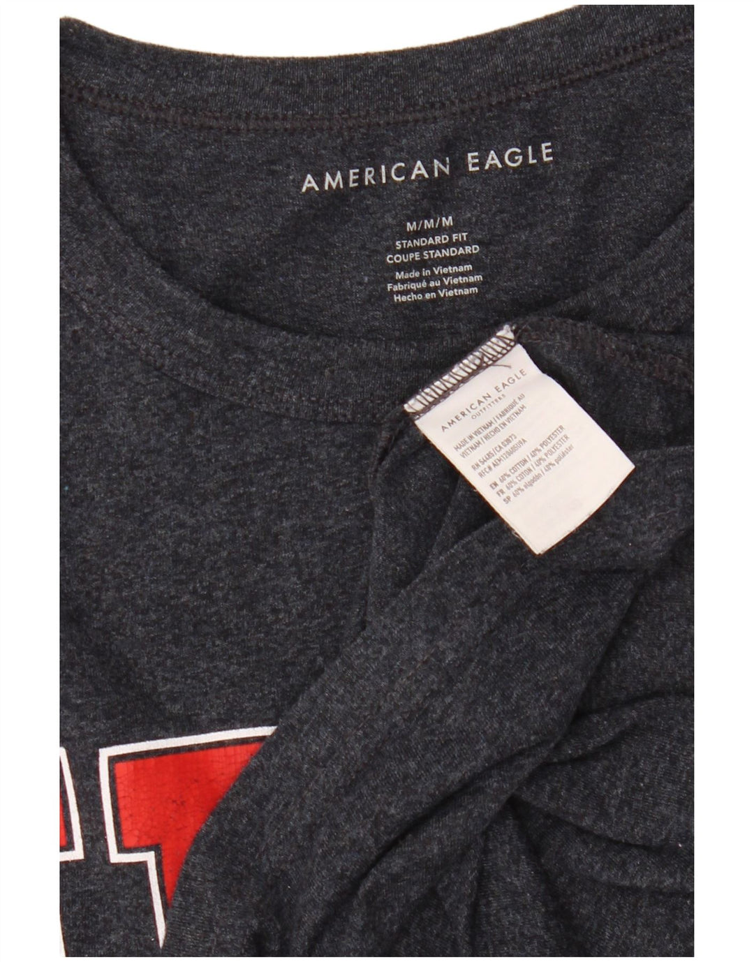 AMERICAN EAGLE Mens Coupe Standard Graphic T-Shirt Top Medium Navy Blue