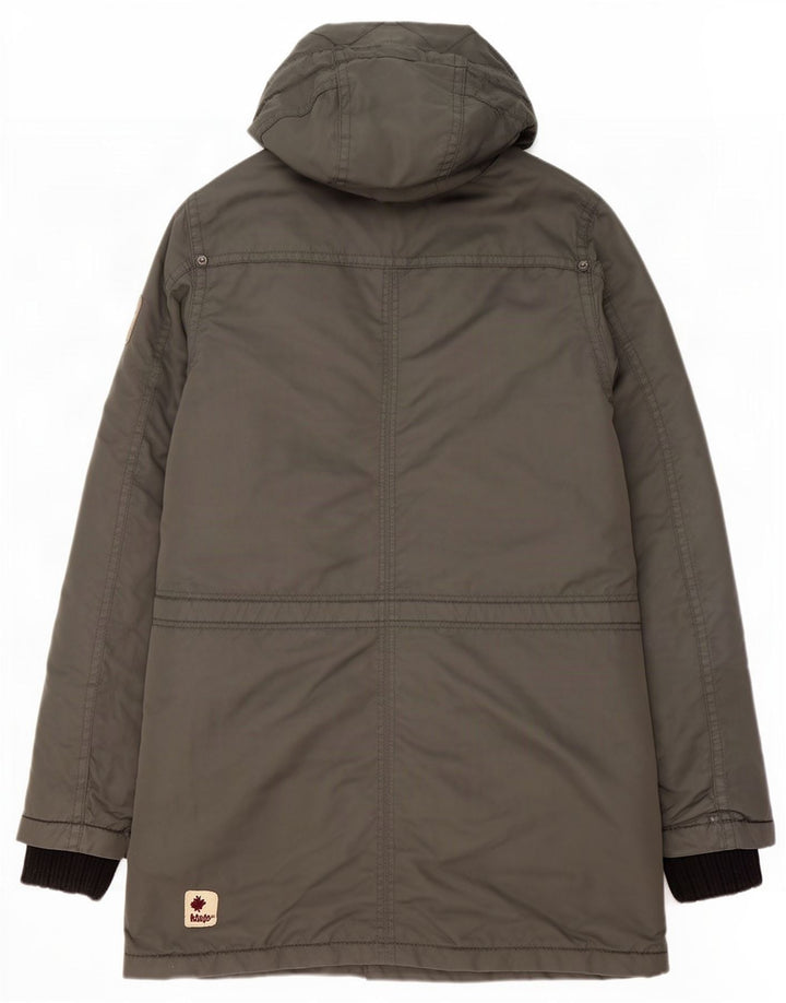 KHUJO Mens Hooded Parka Jacket UK 36 Small Green Polyester