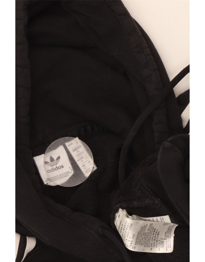 ADIDAS Womens Crop Oversized Hoodie Jumper UK 10 Small Black Cotton