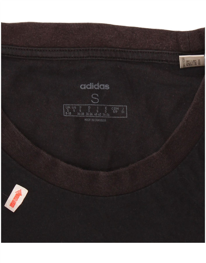 ADIDAS Womens Graphic T-Shirt Top UK 8/10 Small Black Cotton