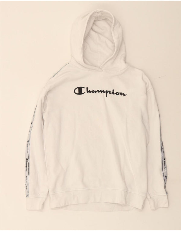 CHAMPION Boys Graphic Hoodie Jumper 13-14 Years XL White