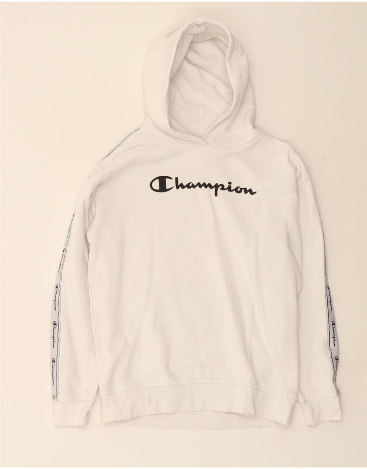 CHAMPION Boys Graphic Hoodie Jumper 13-14 Years XL White