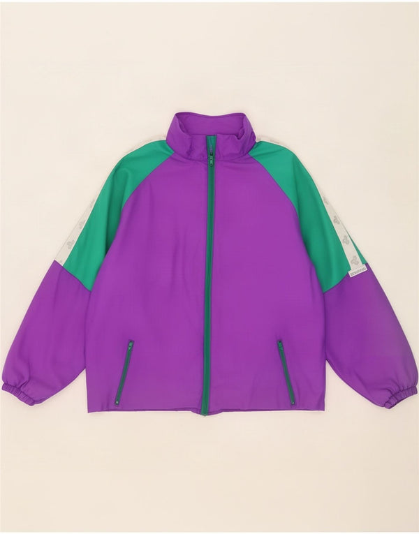 Brugi Mens Graphic Hooded Tracksuit Top Jacket Large Purple Colourblock