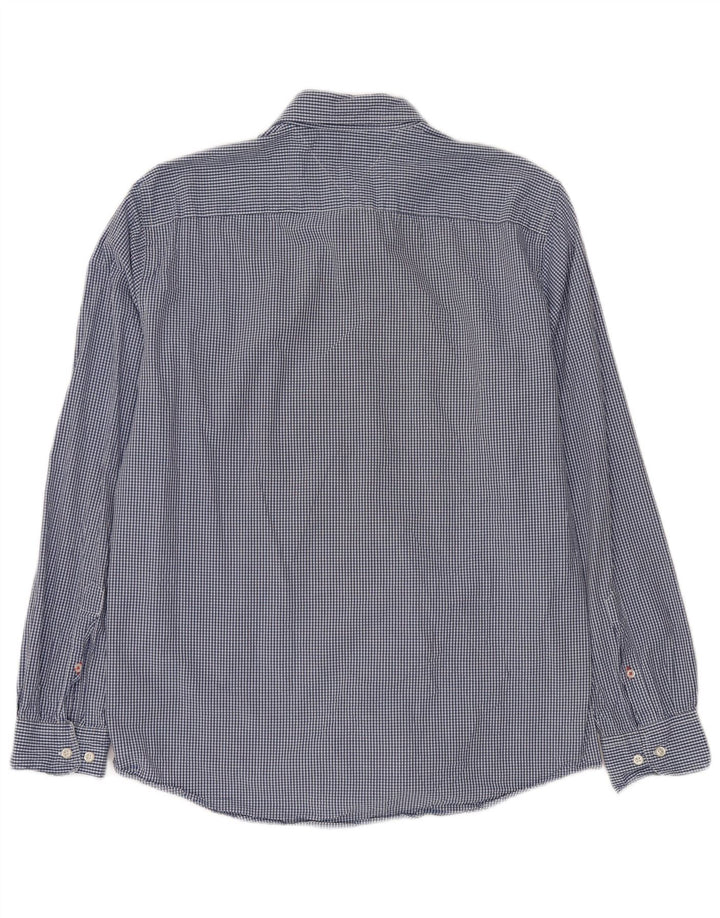 TOMMY HILFIGER Mens Regular Fit Shirt Large Blue Gingham Cotton