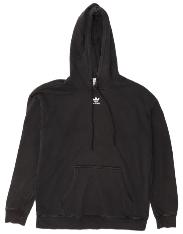 Adidas Womens Oversized Hoodie Jumper UK 8 Small Grey Cotton