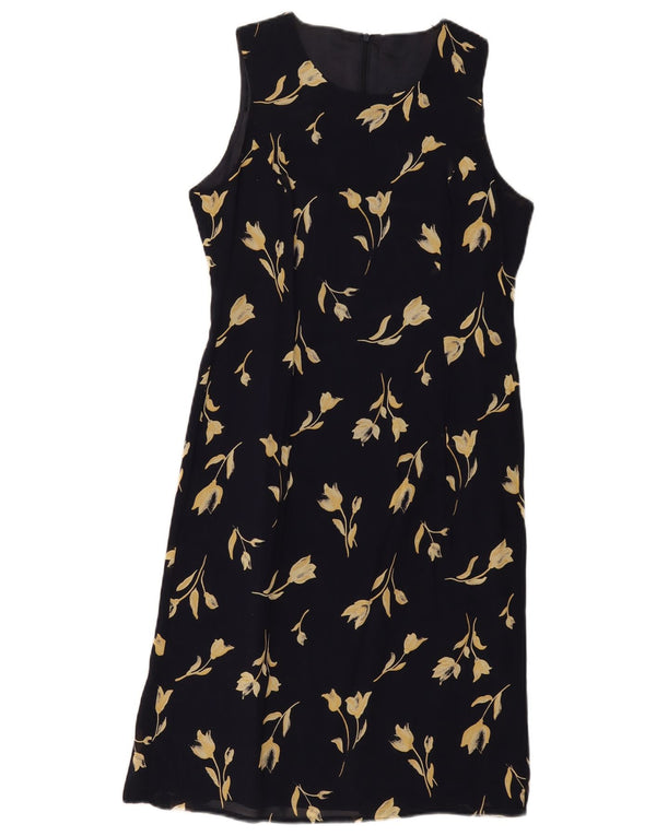 Toska Womens Sleeveless Shift Dress UK 10 Small Navy Blue Floral Polyester