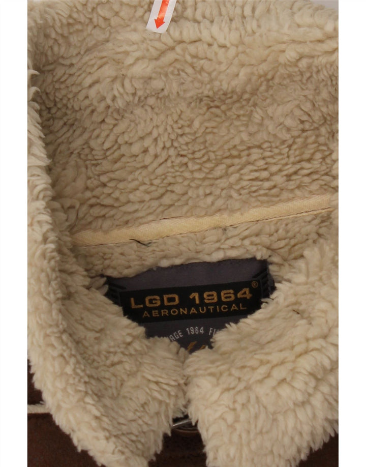 AERONAUTICA MILITARE Mens Flight Sherpa Jacket UK 36 Small Brown Polyester