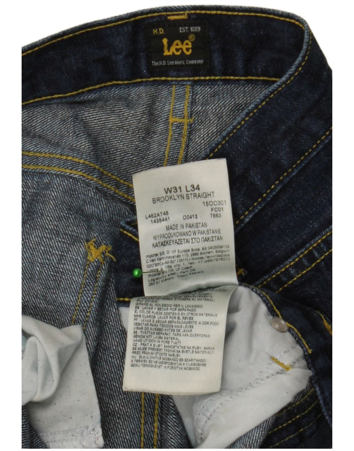 Lee Mens Brooklyn Straight Jeans W31 L34 Blue Cotton