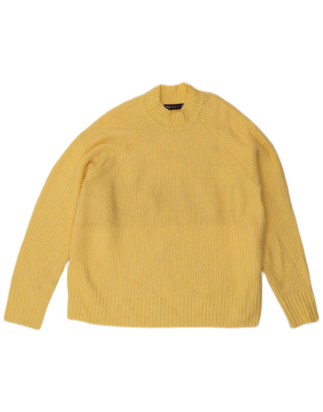 Marks & Spencer Womens Crew Neck Jumper Sweater UK 16 Large Yellow