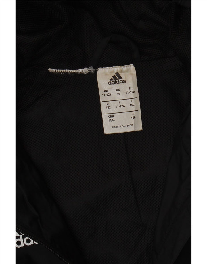 Adidas Boys Hooded Rain Jacket 11-12 Years Black