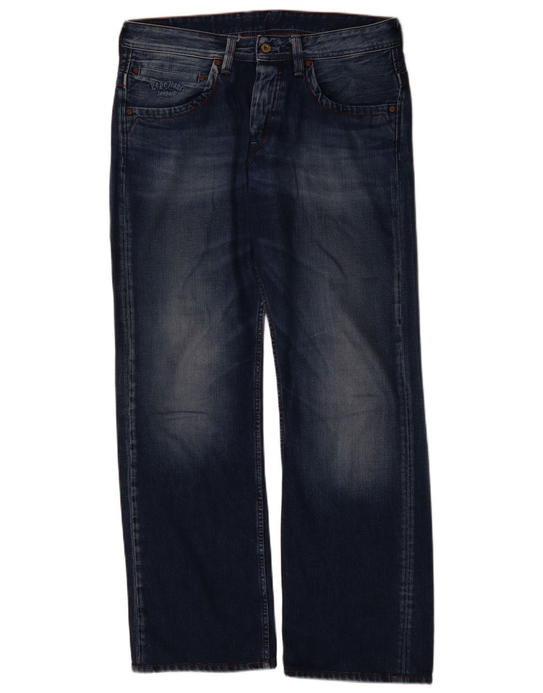 PEPE JEANS Mens Straight Jeans W33 L34 Blue Cotton