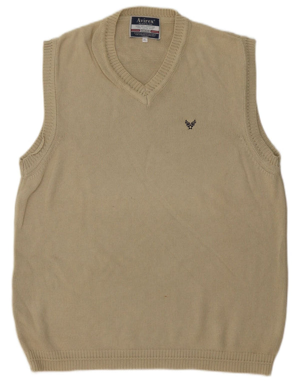 Avirex Mens Vest Tank Top XL Beige Cotton