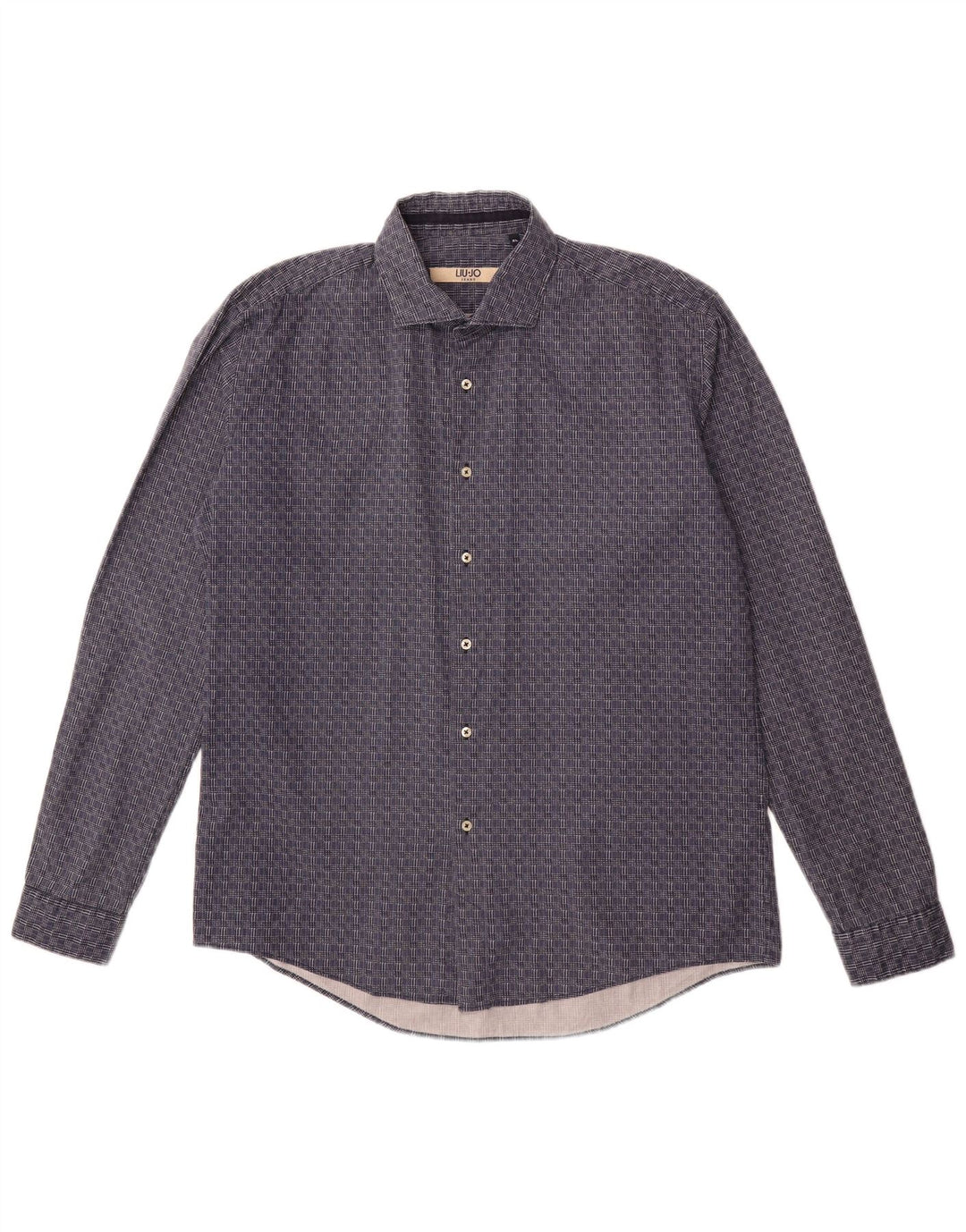 LIU JO Womens Shirt XL Navy Blue Check Cotton Classic