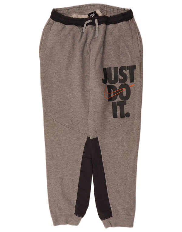 Nike Mens Graphic Tracksuit Trousers Joggers Large Grey Colourblock Cotton