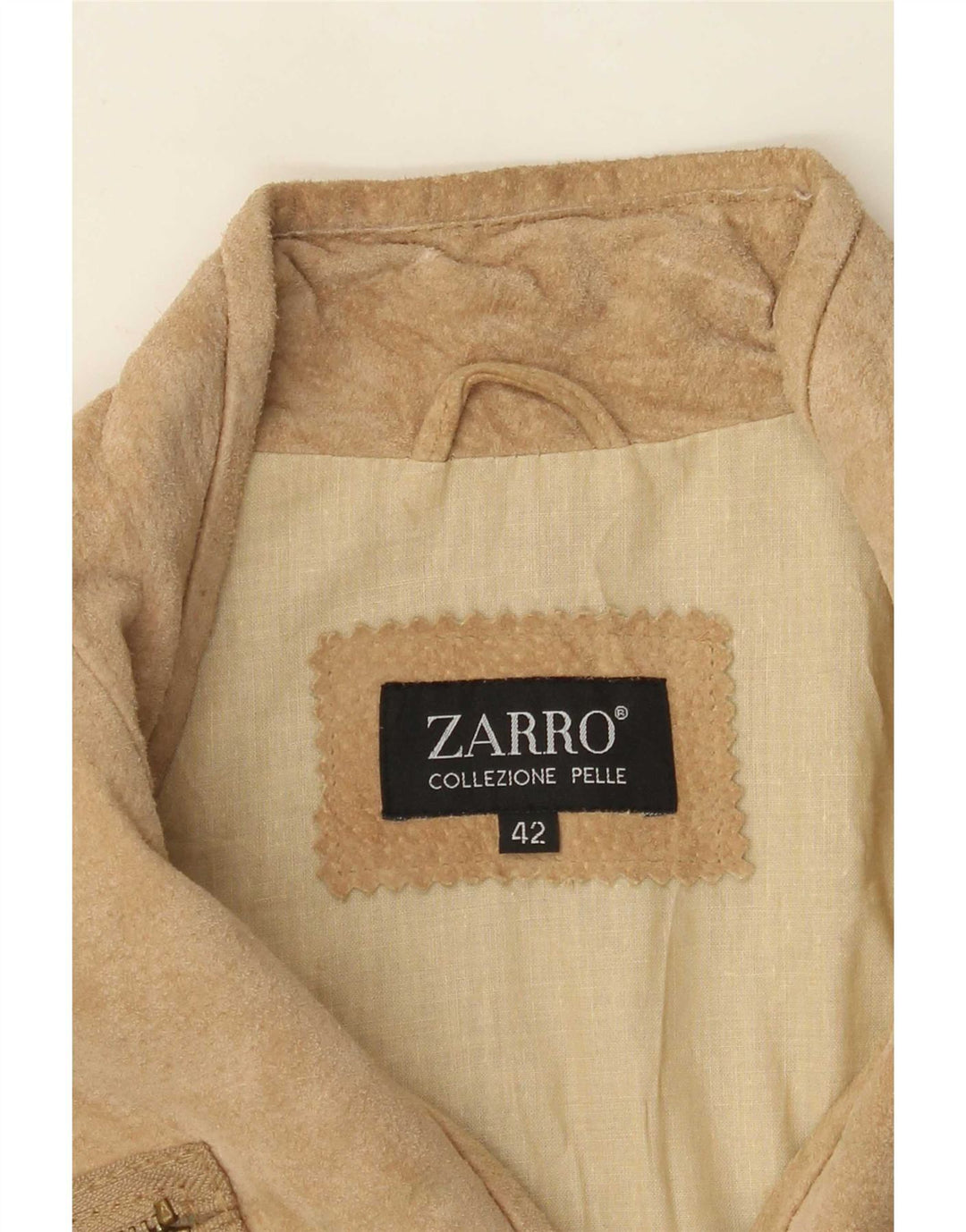 Zarro Womens Suede Jacket IT 42 Medium Beige Leather