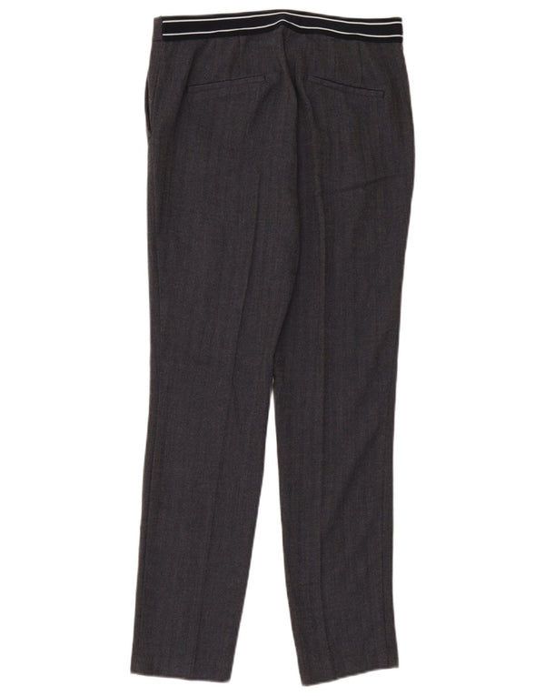 Zara Womens Slim Chino Trousers Large W30 L28 Black Herringbone Polyester