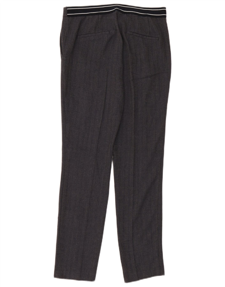 Zara Womens Slim Chino Trousers Large W30 L28 Black Herringbone Polyester