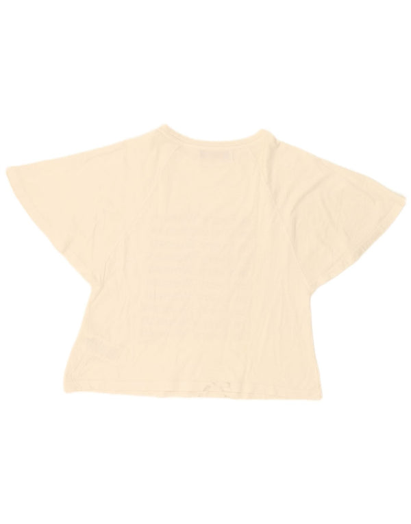 Trussardi Jeans Womens Oversized Graphic T-Shirt Top UK 6 XS Off White