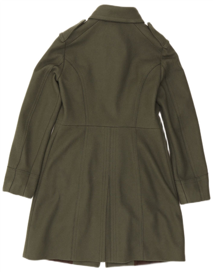 Benetton Womens Military Overcoat IT 44 Medium Green Wool