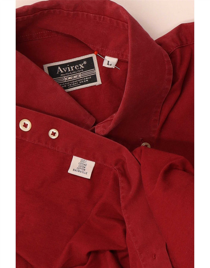 Avirex Mens Shirt Large Red Cotton