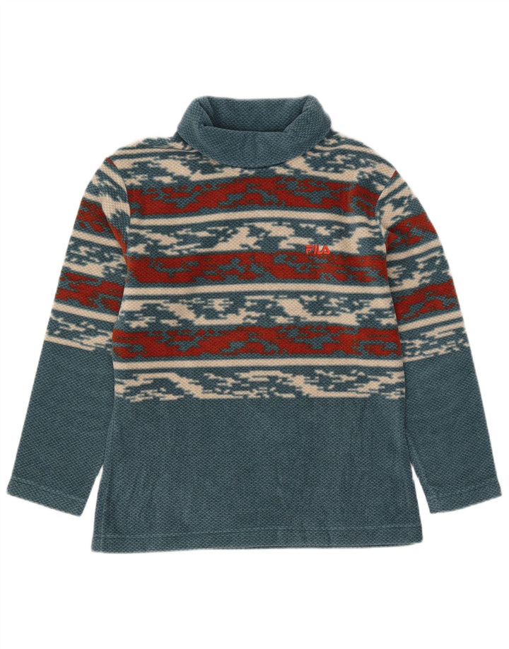Fila Womens Roll Neck Jumper Sweater IT 44 Medium Blue Striped