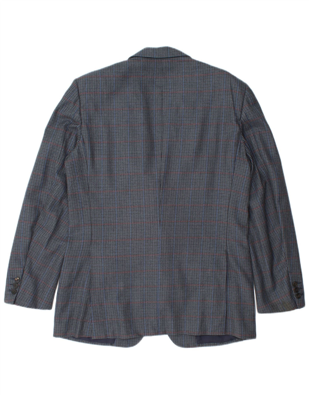 Burberrys Mens Blazer Jacket IT 48 Medium Navy Blue Houndstooth Wool