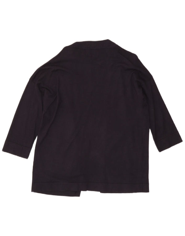 Zara Womens 3/4 Sleeve Open Cardigan Sweater UK 16 Large Navy Blue
