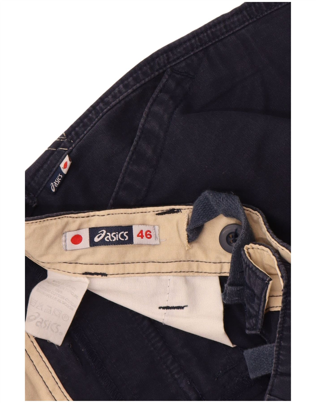 Asics Mens Cargo Shorts IT 46 Small W30  Navy Blue Cotton