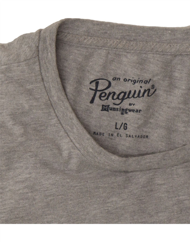 PENGUIN Mens Graphic T-Shirt Top Large Grey Cotton Vintage Penguin and Second-Hand Penguin from Messina Hembry 