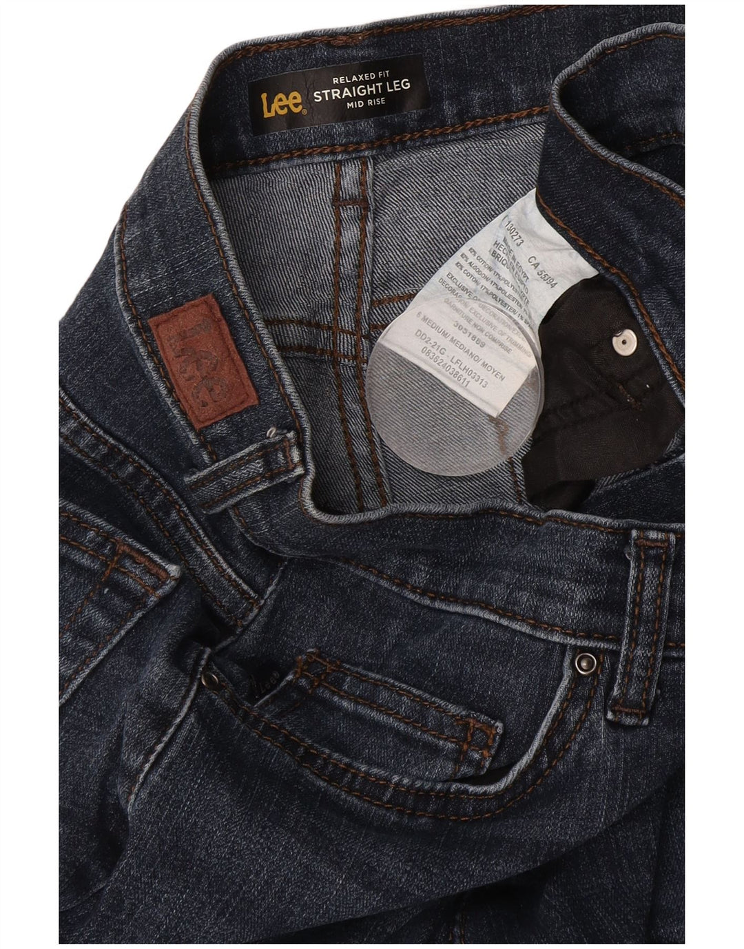 LEE Womens Mid Rise Straight Jeans US 6 Medium W30 L30 Navy Blue