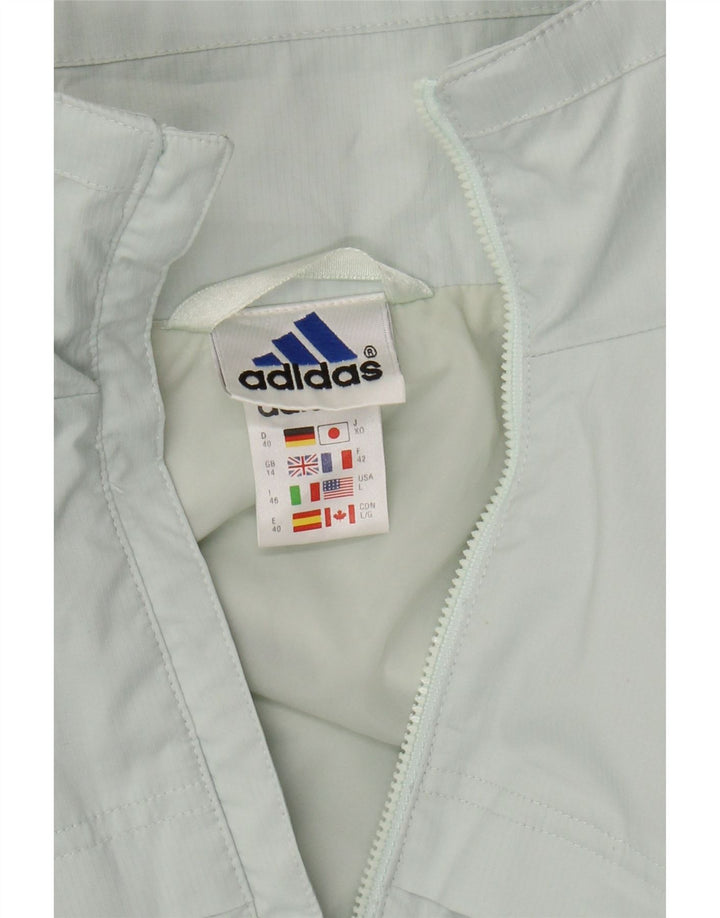 ADIDAS Womens Tracksuit Top Jacket UK 14 Large Turquoise Polyester