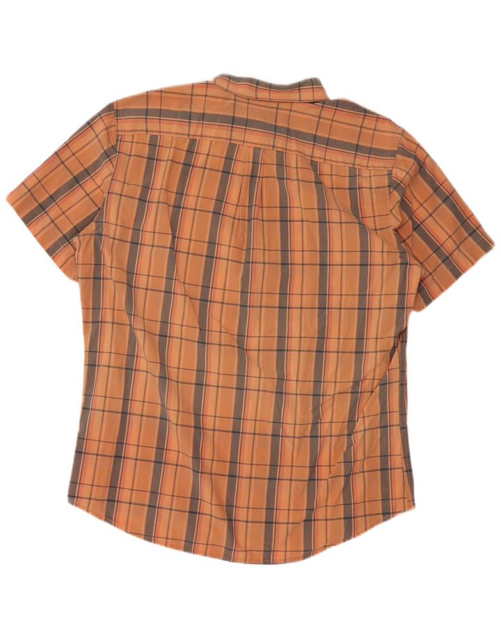 GAP Mens Classic Fit Short Sleeve Shirt Large Orange Check Cotton