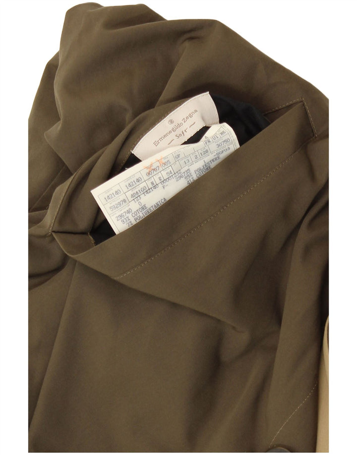 Ermenegildo Zegna Mens Soft Reversible Overcoat IT 54 2XL Khaki Polyester
