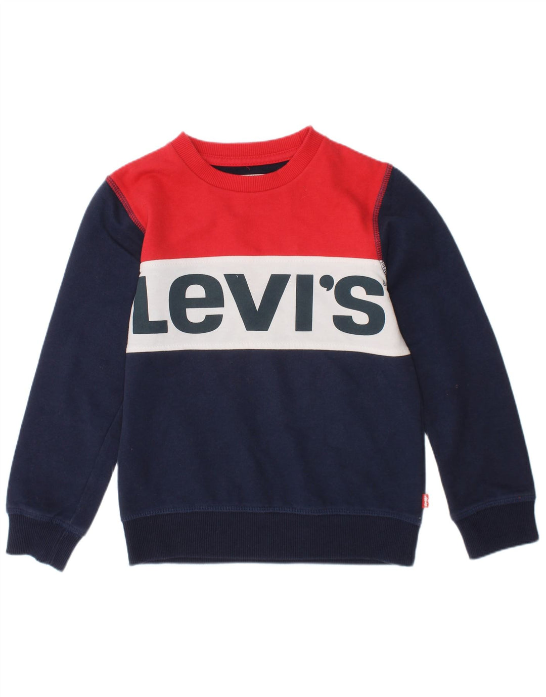 Levi's Boys Sweatshirt Jumper 4-5 Years Navy Blue Colourblock Classic
