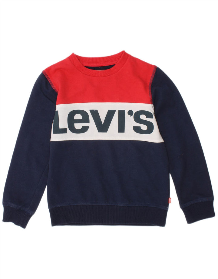 Levi's Boys Sweatshirt Jumper 4-5 Years Navy Blue Colourblock Classic