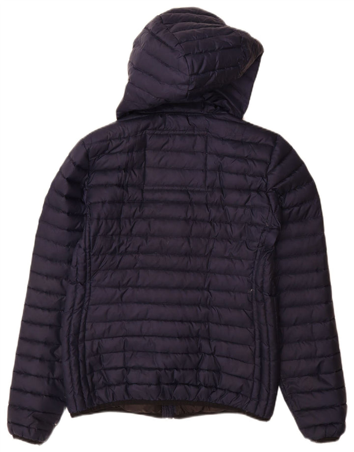 Superdry Womens Hooded Padded Jacket UK 14 Medium Navy Blue Polyester