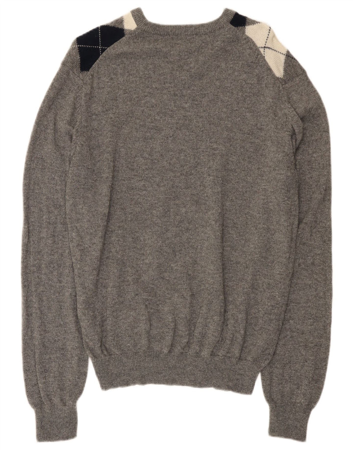 Marks & Spencer Mens Blue Harbour V-Neck Jumper Sweater Medium Grey