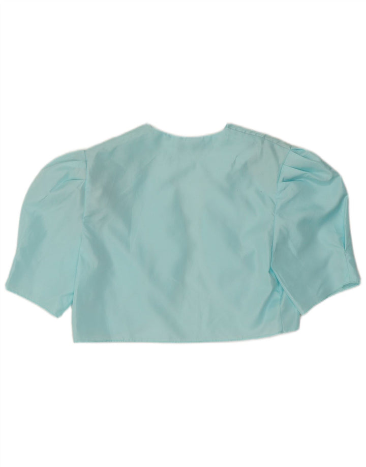 Vintage Womens Bolero Top UK 12 Medium Blue Polyester