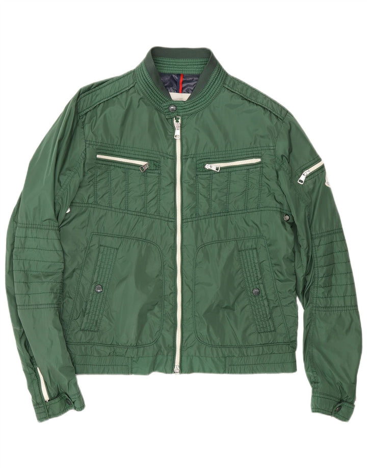 MONCLER Mens Bomber Jacket Size 3 Large Green Modern