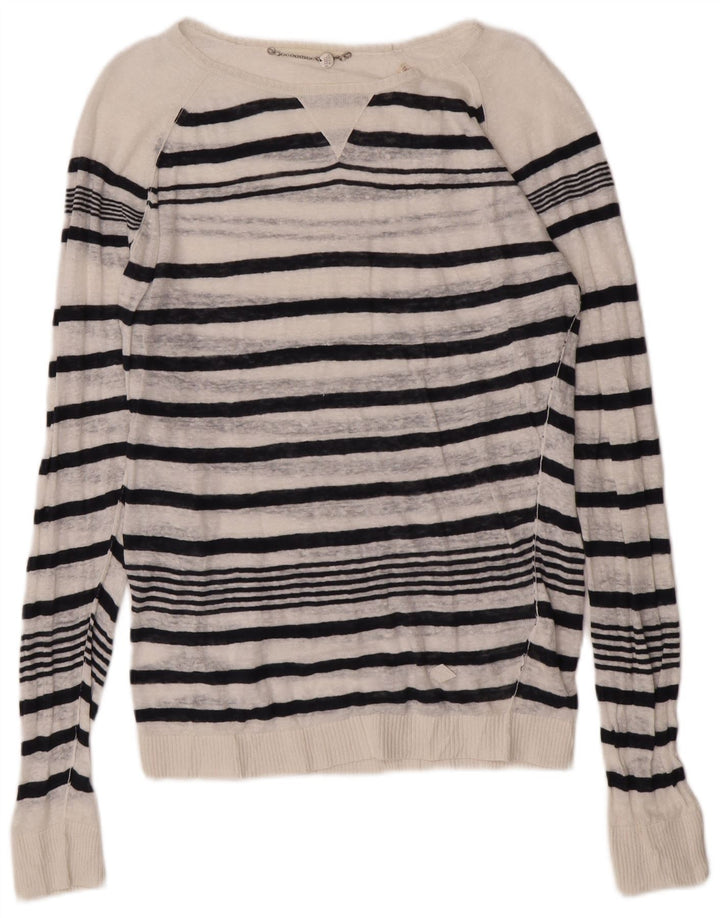 Diesel Womens Boat Neck Jumper Sweater UK 14 Medium White Striped
