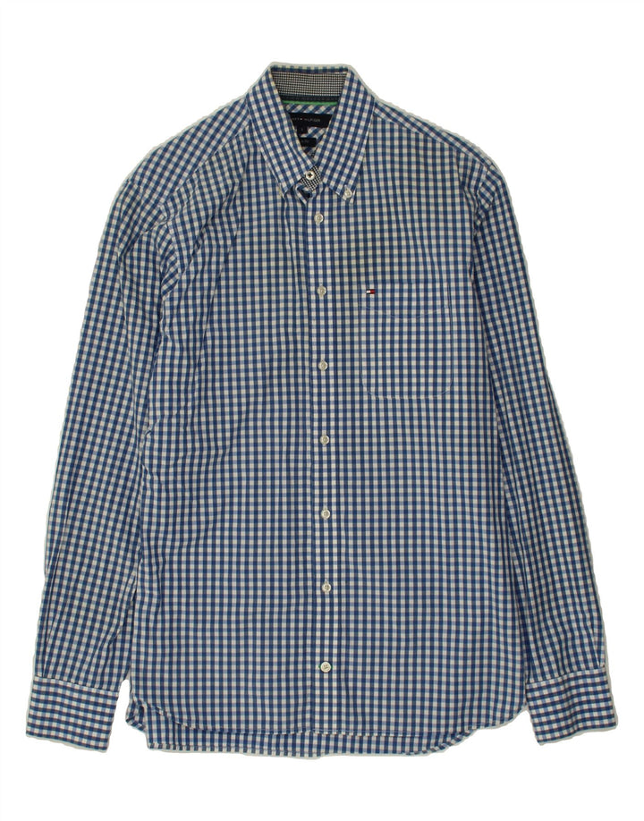 TOMMY HILFIGER Mens Custom Fit Shirt Small Blue Gingham Cotton Vintage Tommy Hilfiger and Second-Hand Tommy Hilfiger from Messina Hembry 