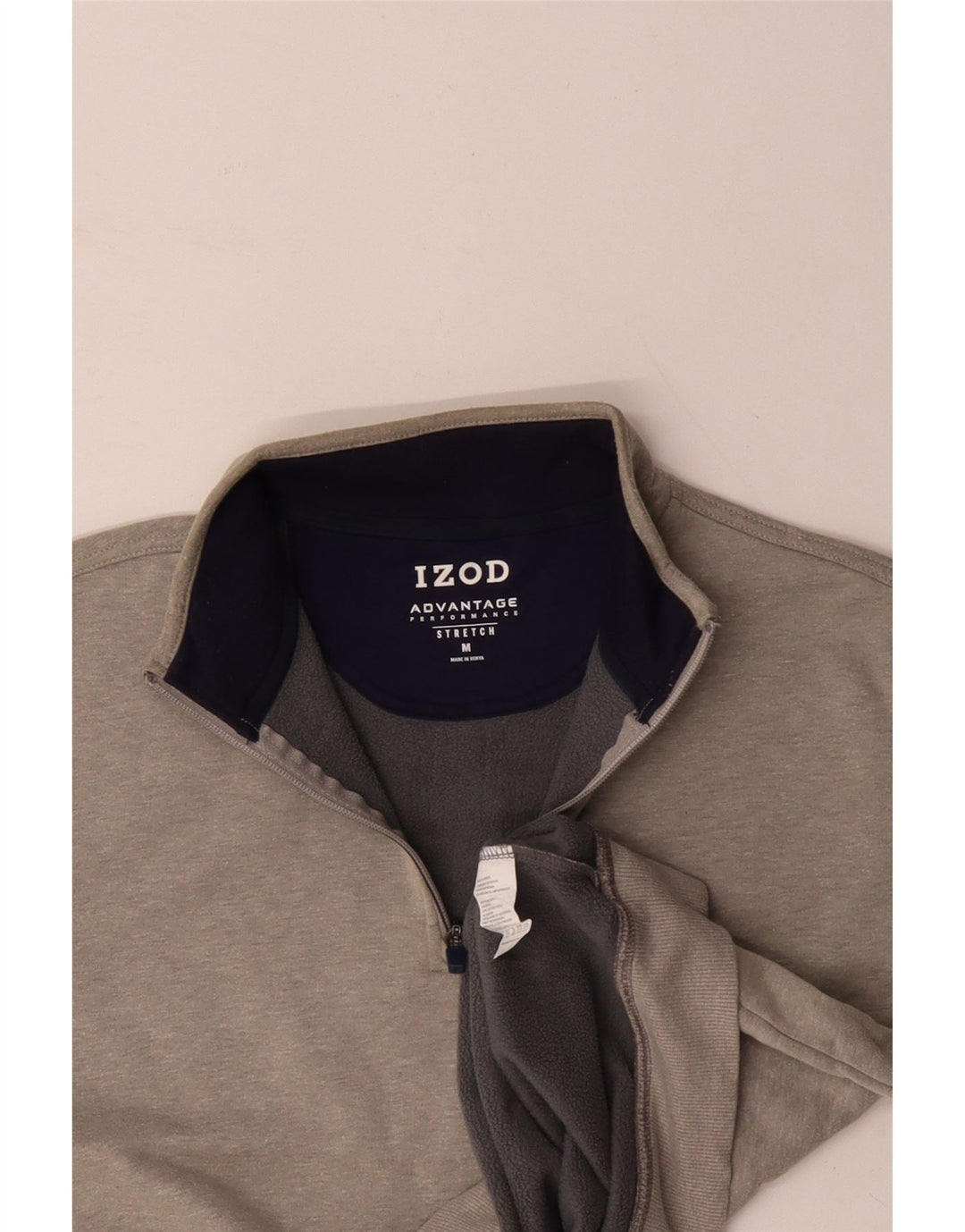 IZOD Mens Zip Neck Sweatshirt Jumper Medium Grey Cotton