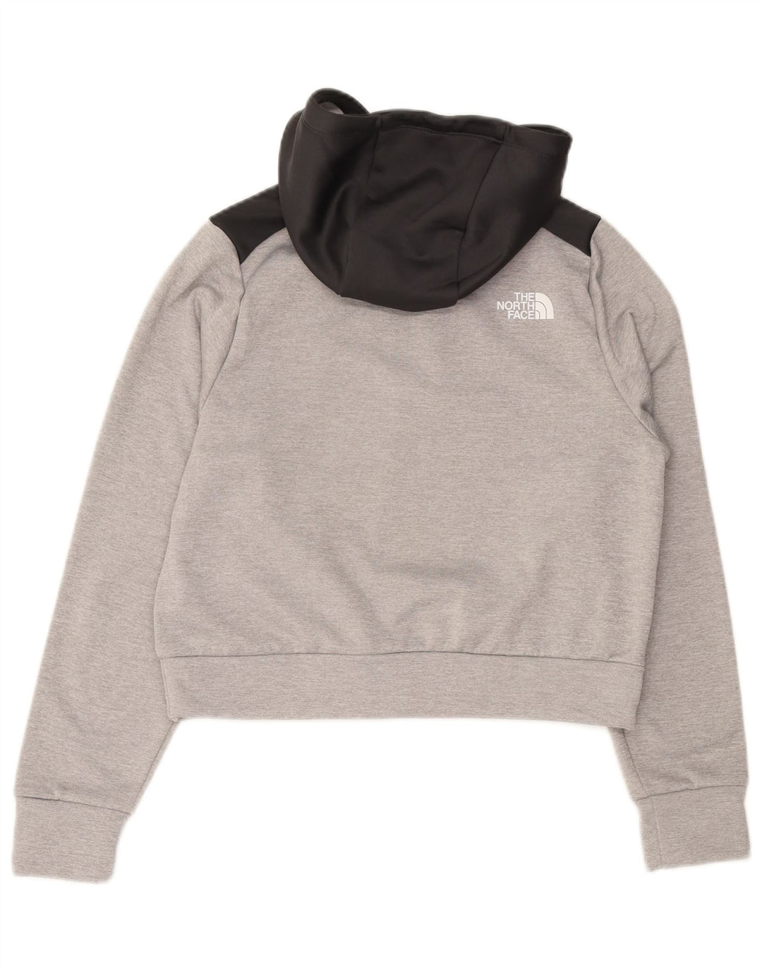 THE NORTH FACE Womens Crop Hoodie Jumper UK 12 Medium Grey Colourblock
