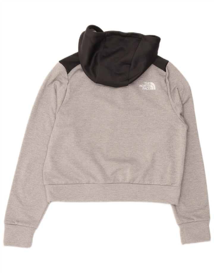 THE NORTH FACE Womens Crop Hoodie Jumper UK 12 Medium Grey Colourblock