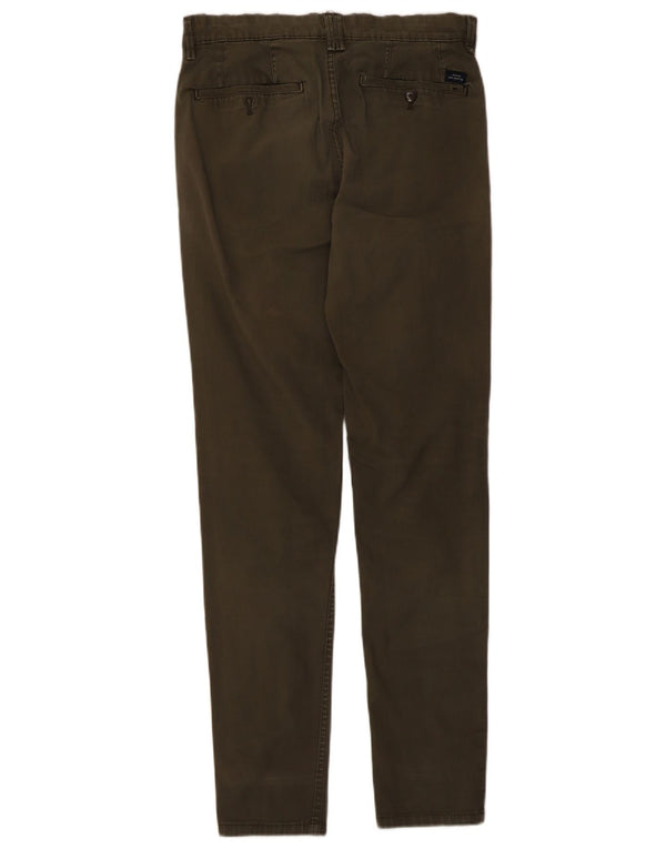 Zara Mens Skinny Chino Trousers EU 38 Small W30 L30 Khaki Cotton