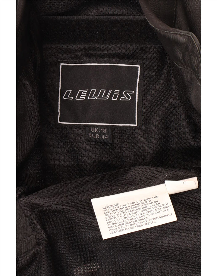 LEWIS Womens Leather Biker Jacket UK 18 XL  Black Leather