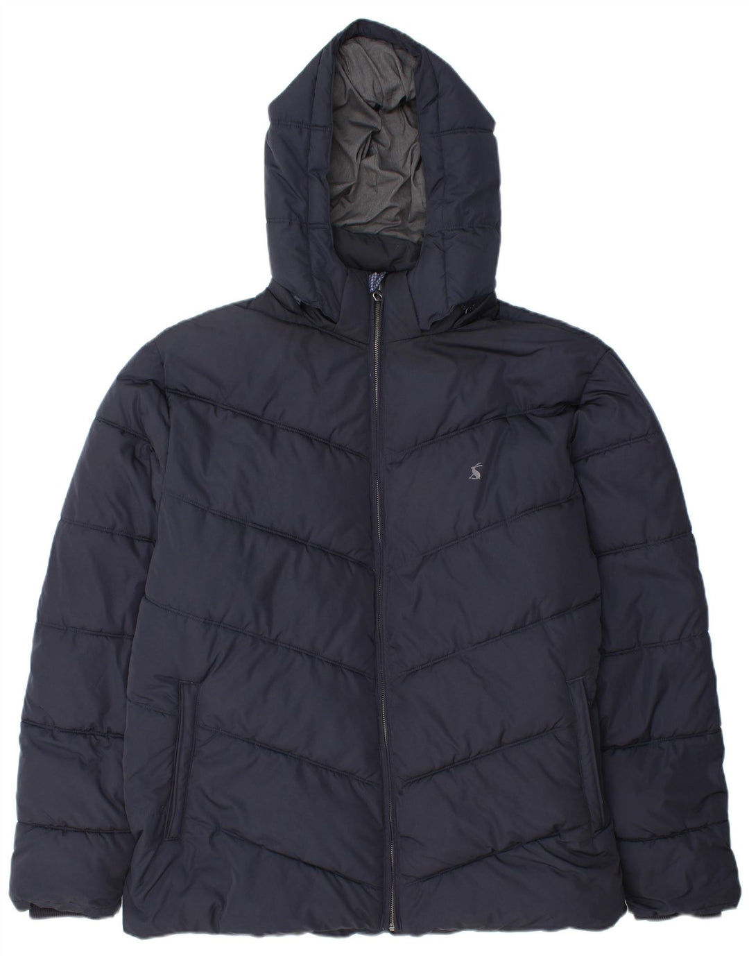 JOULES Mens Hooded Padded Jacket UK 44 2XL Navy Blue Polyester